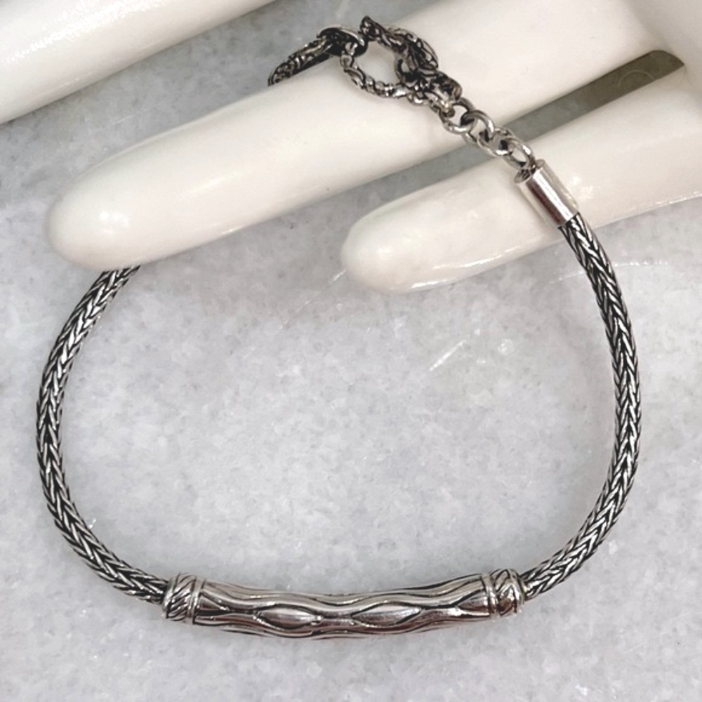 Sterling Silver Wave Bar Toggle Clasp Bracelet